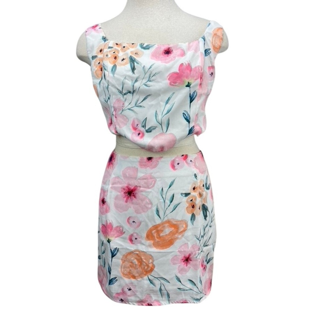 NWT PRINCESS POLLY Womens (12) Set Mini Skirt Crop Top Floral Coquette Beach